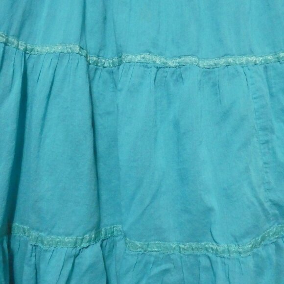 RAFAELLA | size 12 | Teal Bohemian Skirt | 100% Cotton | Zip-Up / Hook Eye Close - Picture 9 of 16